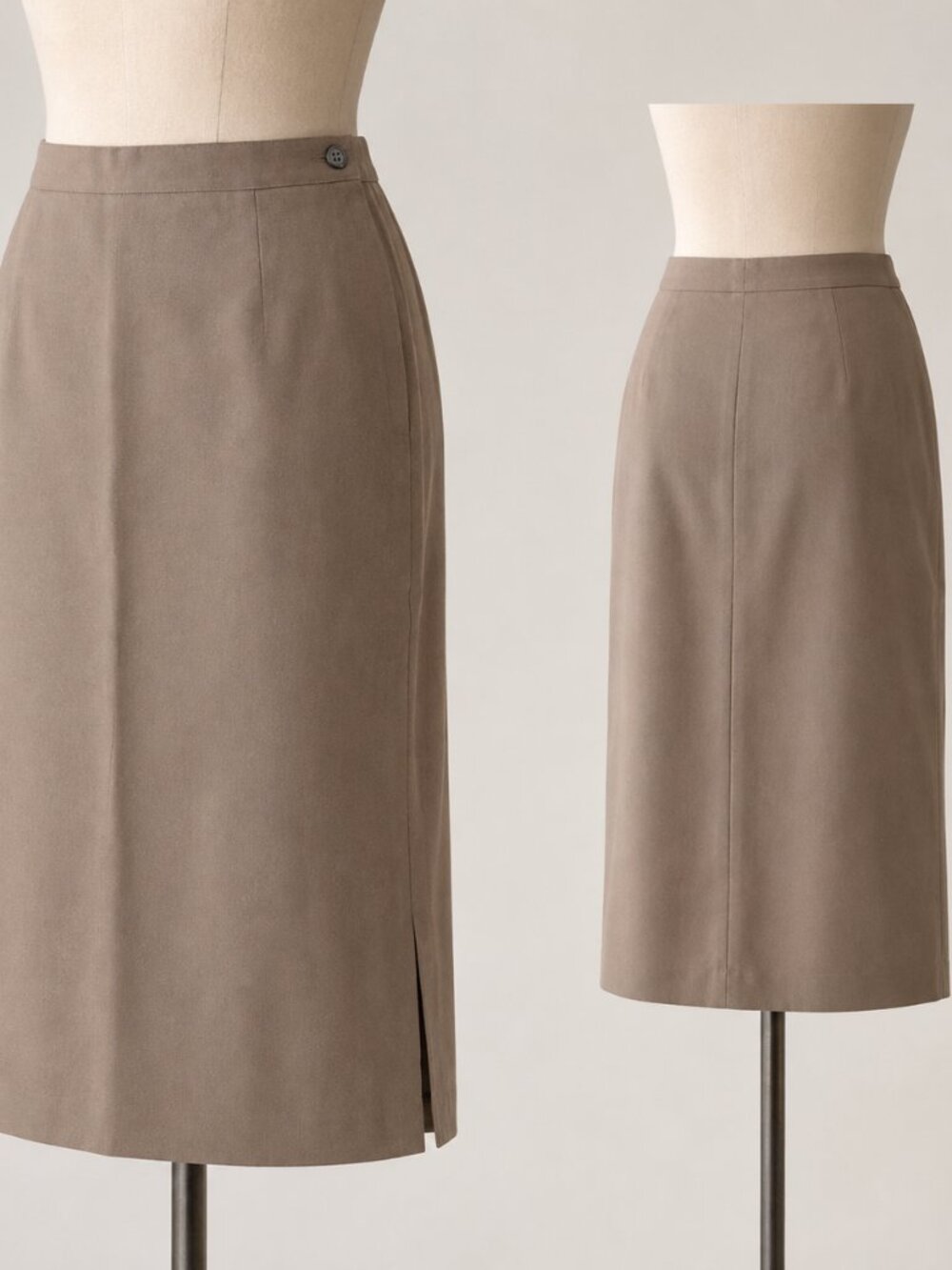 Vintage Jeremy Scott Canada Brown Wool Pencil Skirt Size 10 26in.